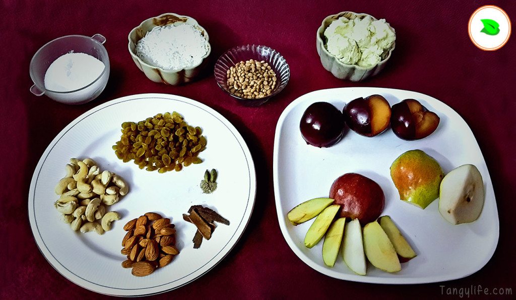 mixed fruit gujiya ingredients - tangylife